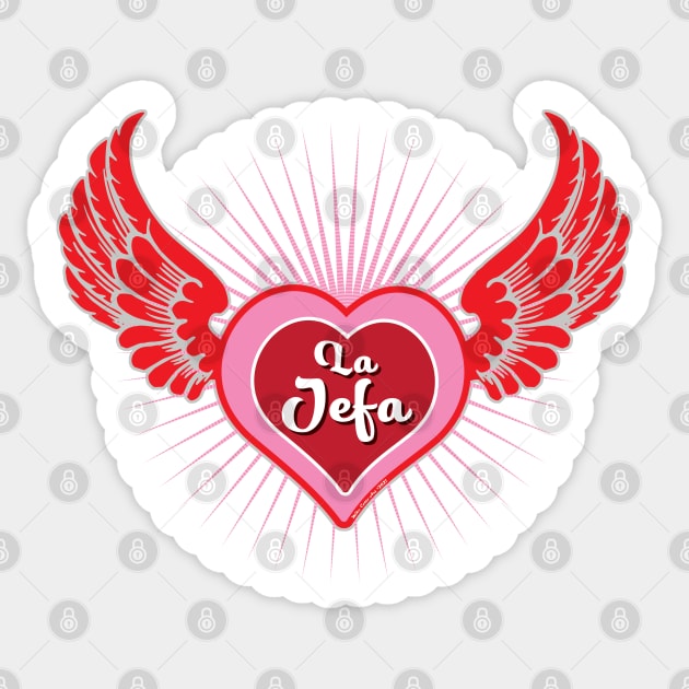 La Jefa Winged Heart Sticker by MikeCottoArt